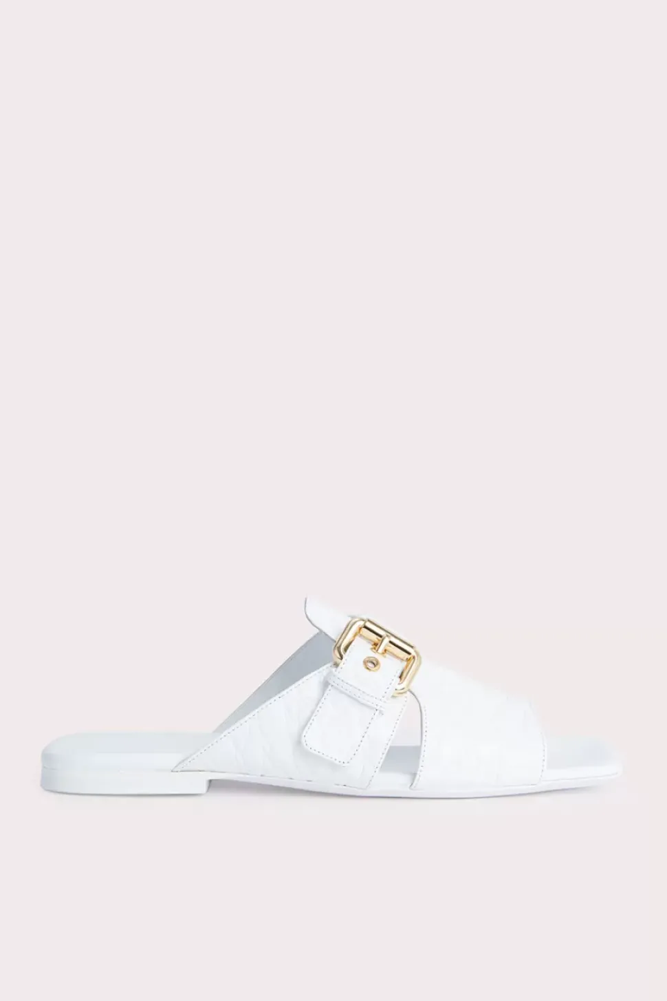 Lago Optic White Circular Croco Embossed Leather