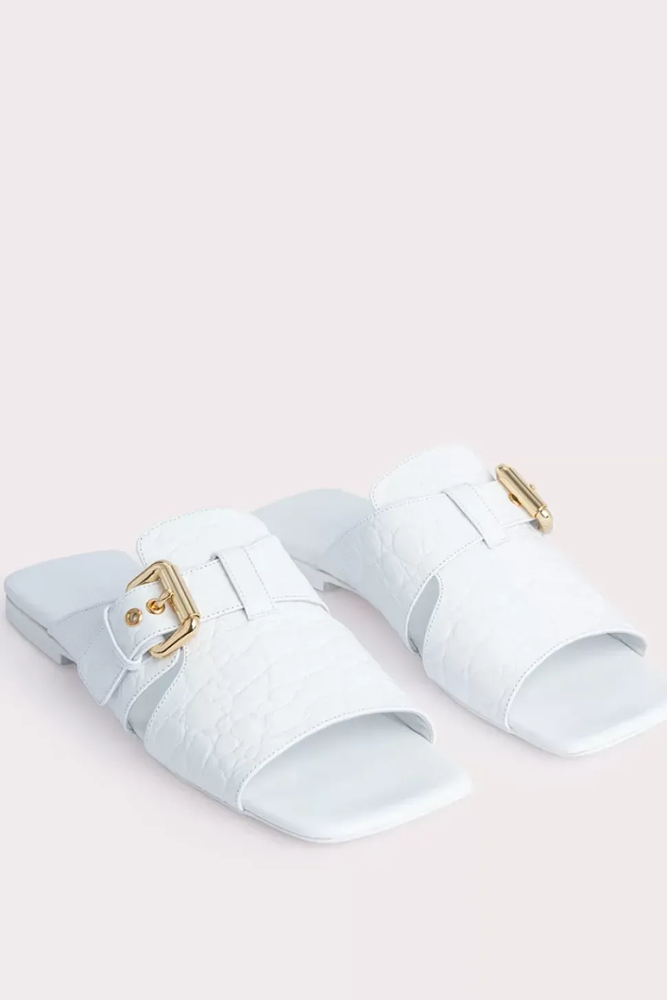 Lago Optic White Circular Croco Embossed Leather