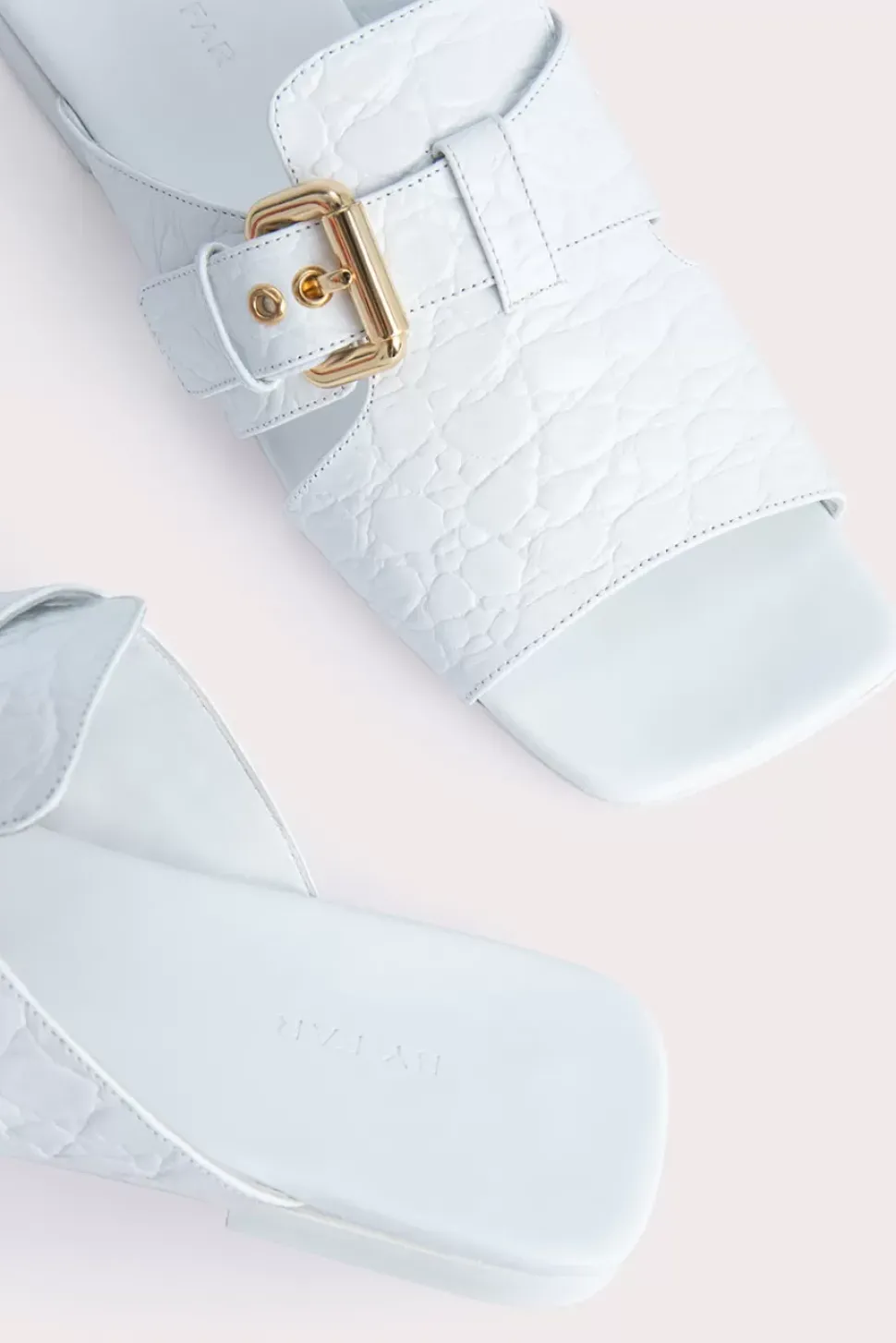 Lago Optic White Circular Croco Embossed Leather
