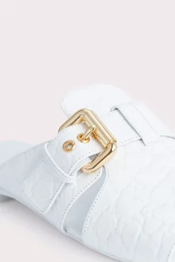 Lago Optic White Circular Croco Embossed Leather