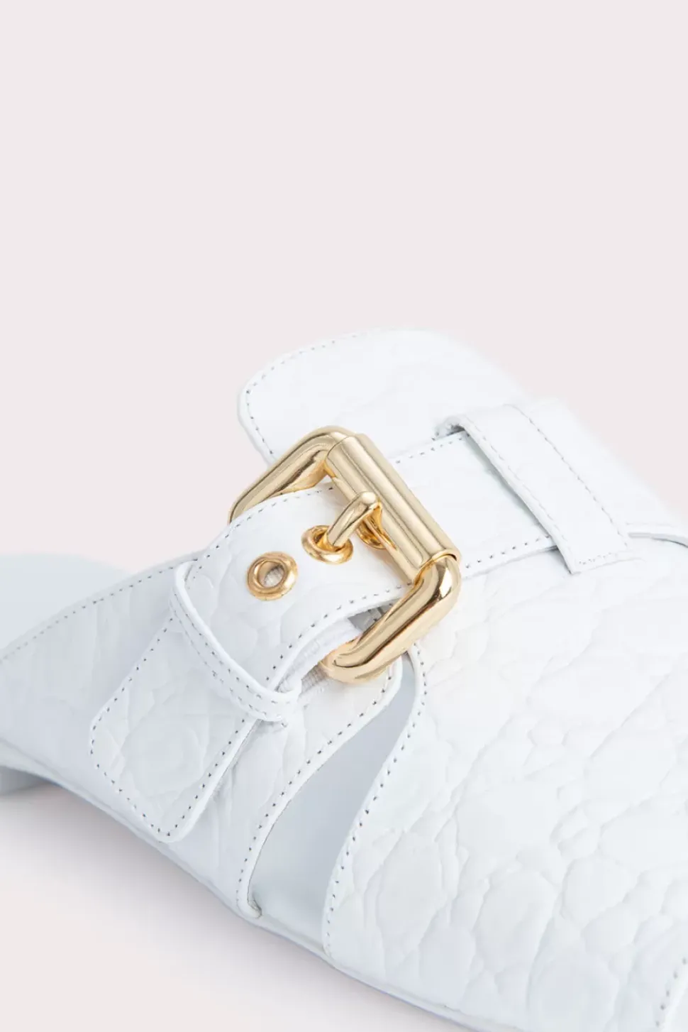 Lago Optic White Circular Croco Embossed Leather
