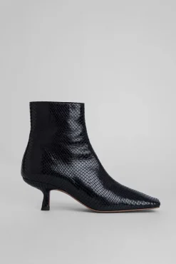 Lange Black Snake Print Leather