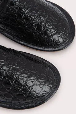 Larry Black Circular Croco Embossed Leather