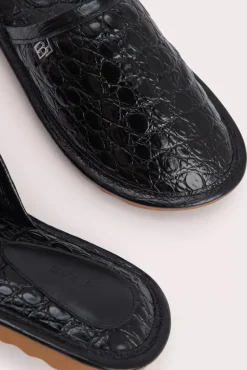 Larry Black Circular Croco Embossed Leather