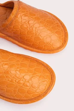Larry Orange Circular Croco Embossed Leather