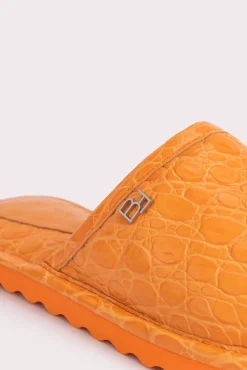 Larry Orange Circular Croco Embossed Leather