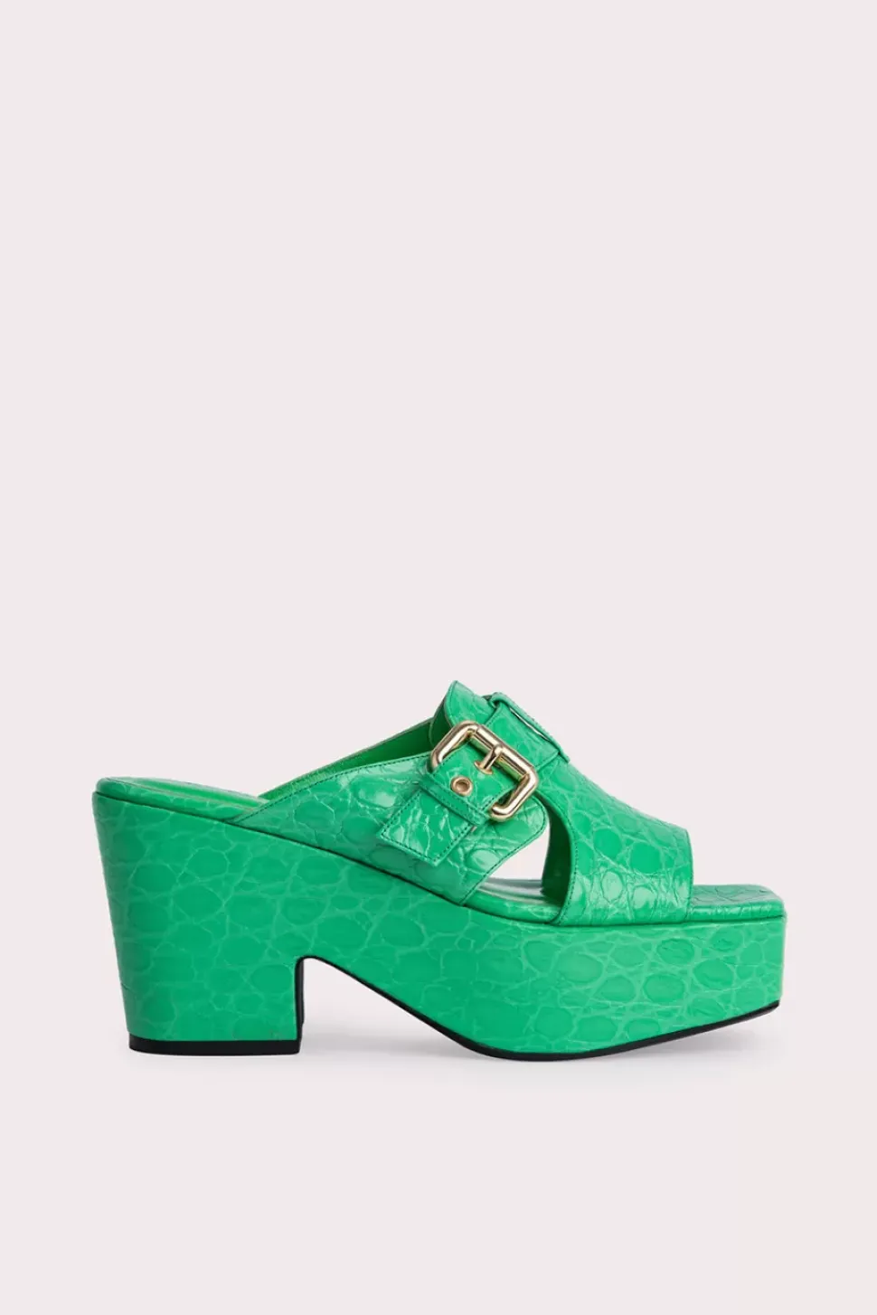 Lenka Super Green Circular Croco Embossed Leather
