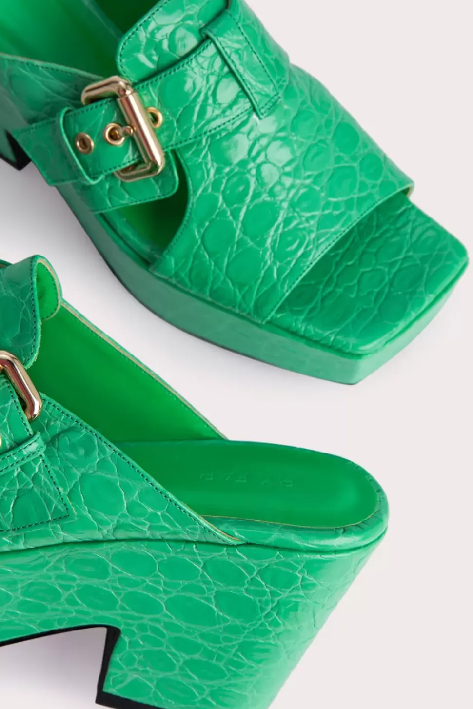 Lenka Super Green Circular Croco Embossed Leather