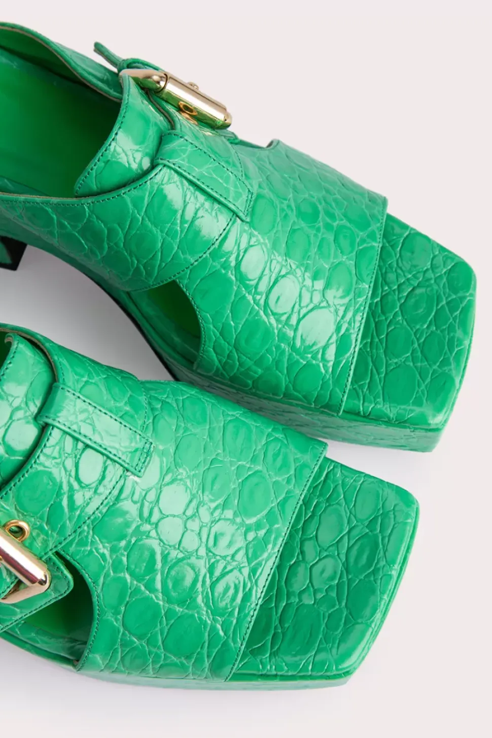 Lenka Super Green Circular Croco Embossed Leather