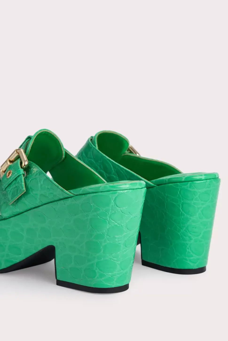 Lenka Super Green Circular Croco Embossed Leather