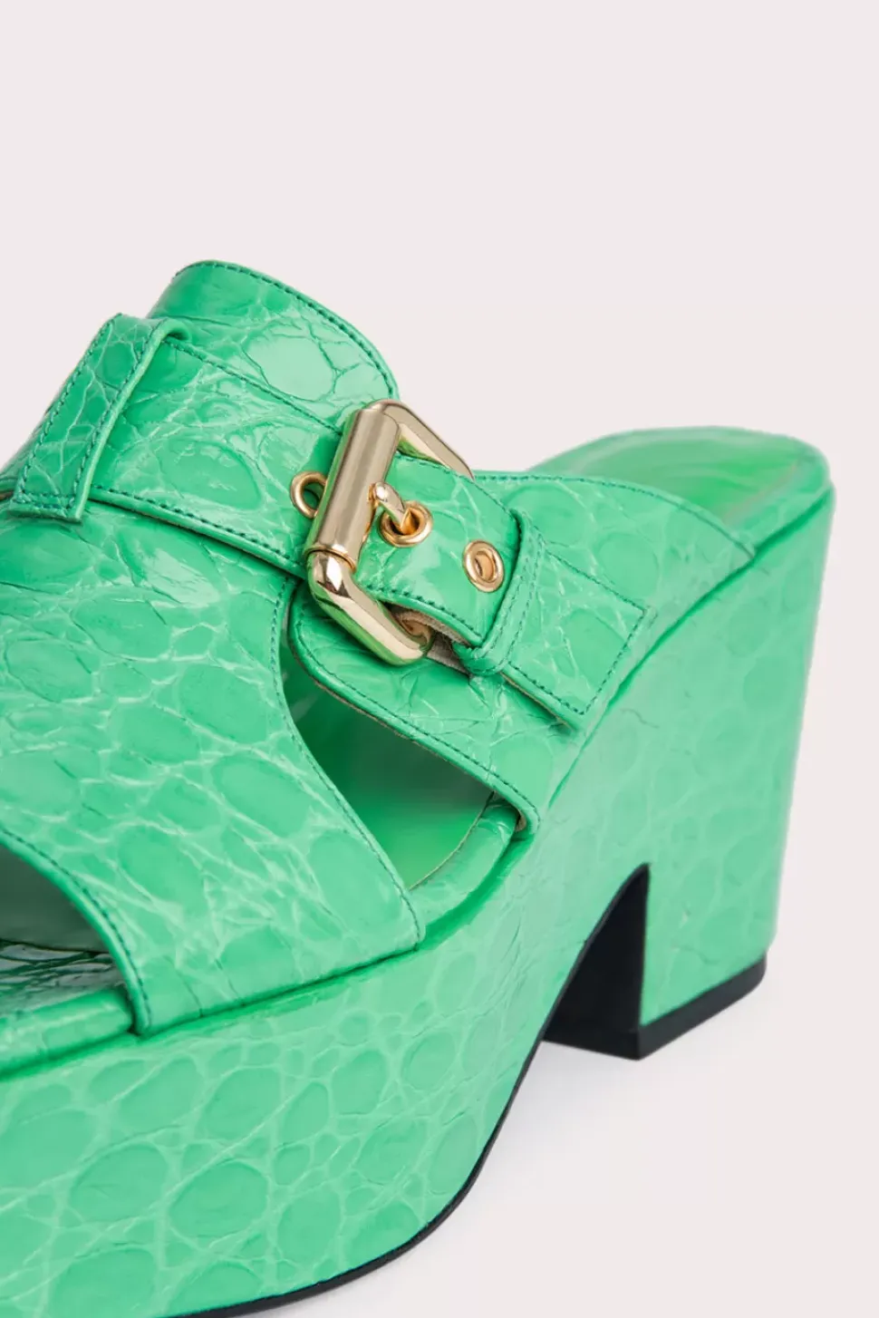 Lenka Super Green Circular Croco Embossed Leather