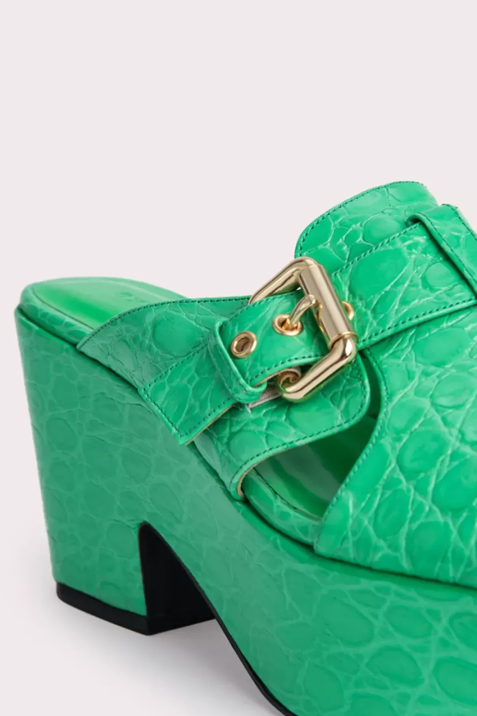 Lenka Super Green Circular Croco Embossed Leather