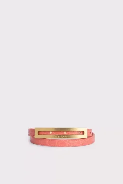 Ling Salmon Circular Croco Embossed Leather
