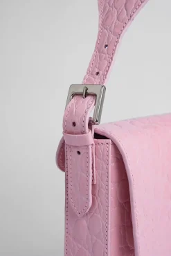 Manu Peony Circular Croco Embossed Leather