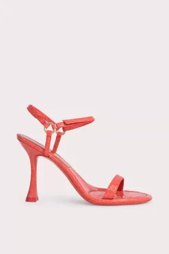 Mia Coral Circular Croco Embossed Leather