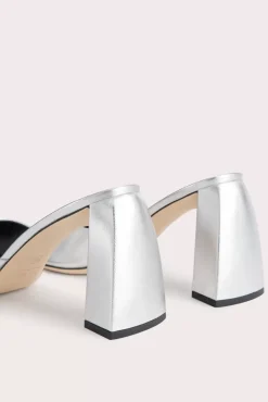 Michele Silver Metallic Leather