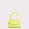 Mini Acid Green Circular Croco Embossed Leather