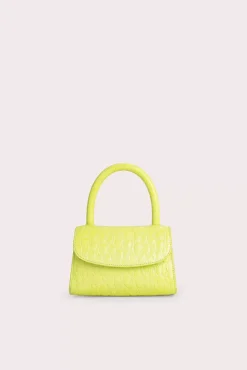Mini Acid Green Circular Croco Embossed Leather