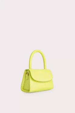 Mini Acid Green Circular Croco Embossed Leather
