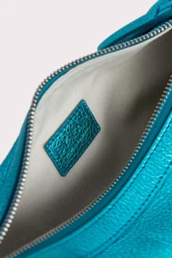 Mini Amira Aqua Metallic Grain Leather
