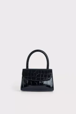 Mini Black Croco Embossed Leather