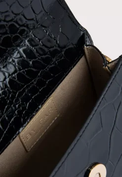 Mini Black Croco Embossed Leather
