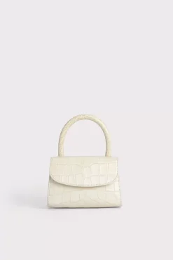 Mini Cream Croco Embossed Leather