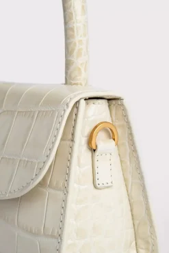 Mini Cream Croco Embossed Leather