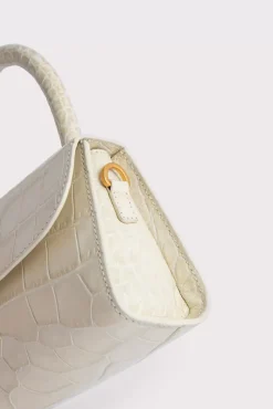 Mini Cream Croco Embossed Leather