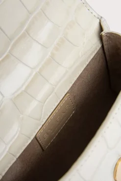 Mini Cream Croco Embossed Leather