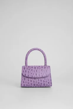 Mini Lilac Circular Croco Embossed Leather