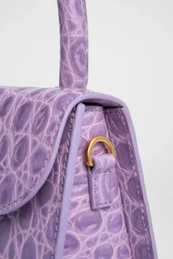 Mini Lilac Circular Croco Embossed Leather