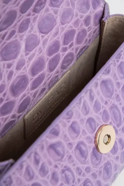 Mini Lilac Circular Croco Embossed Leather