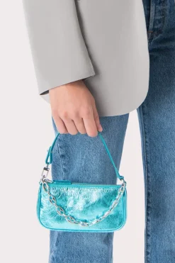 Mini Rachel Aquamarine Metallic Leather
