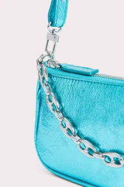 Mini Rachel Aquamarine Metallic Leather