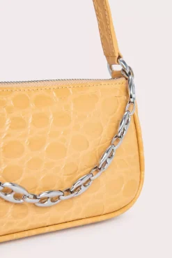 Mini Rachel Biscuit Circular Croco Embossed Leather