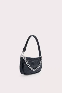 Mini Rachel Black Croco Embossed Leather
