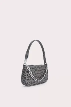 Mini Rachel Cement Circular Croco Embossed Leather