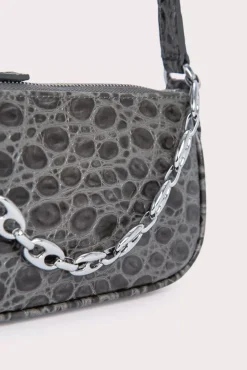 Mini Rachel Cement Circular Croco Embossed Leather