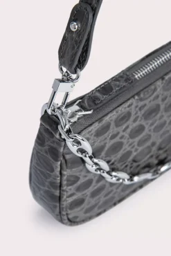 Mini Rachel Cement Circular Croco Embossed Leather