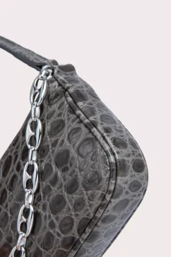 Mini Rachel Cement Circular Croco Embossed Leather