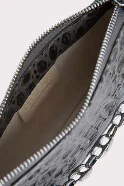 Mini Rachel Cement Circular Croco Embossed Leather