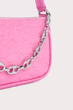 Mini Rachel Lipstick Circular Croco Embossed Leather