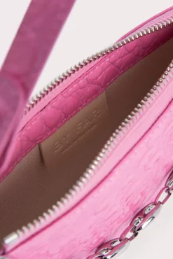 Mini Rachel Lipstick Circular Croco Embossed Leather