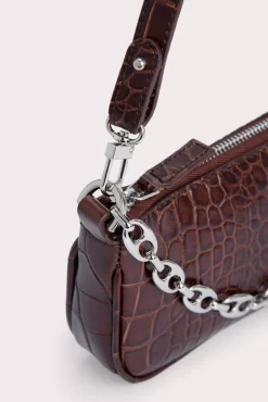 Mini Rachel Nutella Croco Embossed Leather