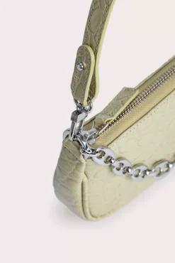 Mini Rachel Olive Circular Croco Embossed Leather