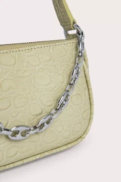 Mini Rachel Olive Circular Croco Embossed Leather