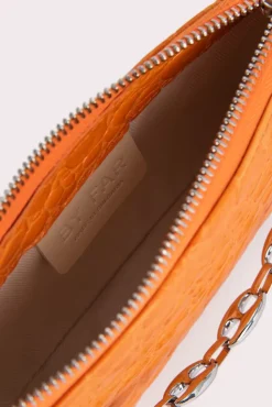 Mini Rachel Orange Circular Croco Embossed Leather