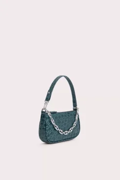 Mini Rachel Petrol Circular Croco Embossed Leather