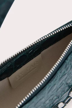 Mini Rachel Petrol Circular Croco Embossed Leather